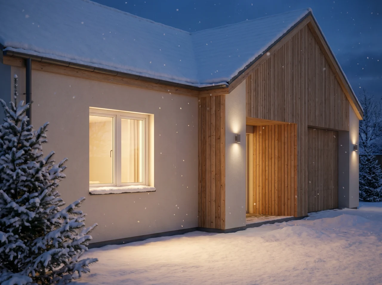 Warmes Winterinterieur hinter BUDVAR-Dreifachverglasung