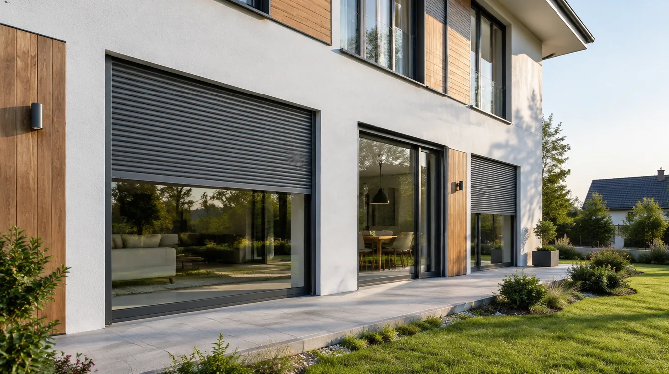Modernes Haus mit unter der Dämmschicht verborgenen Unterputzrollläden