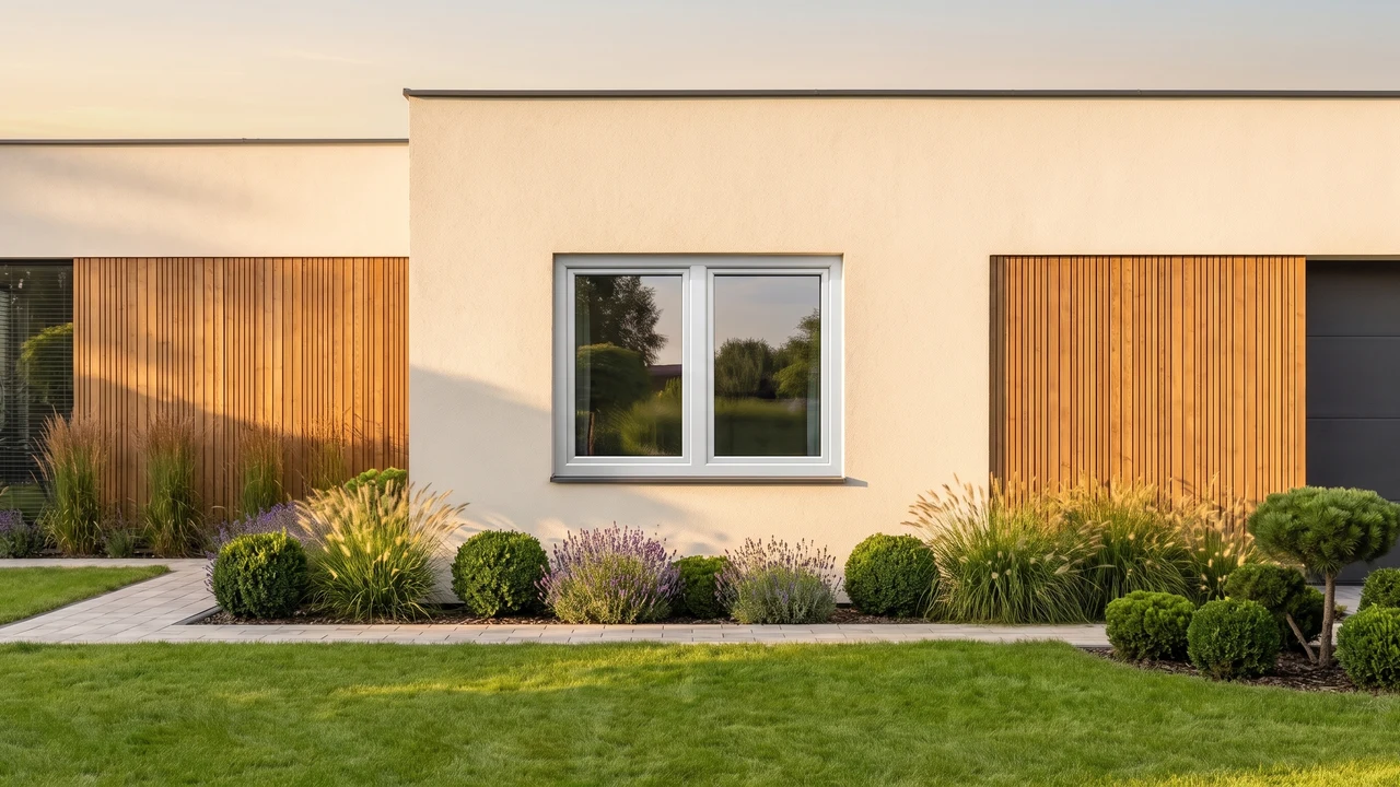 Haus mit BUDVAR T-Classic Slim MONO-Fenstern — Außenansicht