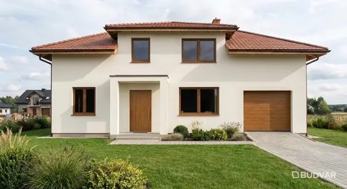 Haus nach der Visualisierung: neue BUDVAR-Fenster und -Türen